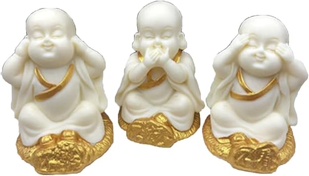 Cute Little Monk Figurine for Home Decor,Gold-Plated Buddha Statue Zen Monk Statue Ornament,Chinese Arts and CraftsSet of 3