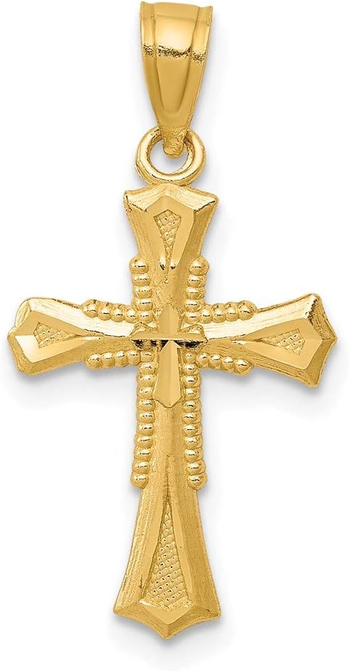 Diamond2Deal 14k Yellow Gold Diamond Cut Cross Pendant