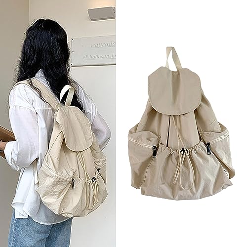 Mochila de gran capacidad con diseño plisado y cierre de cordón seguro para niñas 2