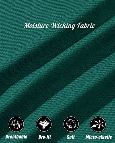 Womens Workout Shirts Short-Sleeve Moisture Wicking V-Neck Tee Athletic Breathable Summer Basic Classic-Fit Tops, Emerald Green, M #TOP4