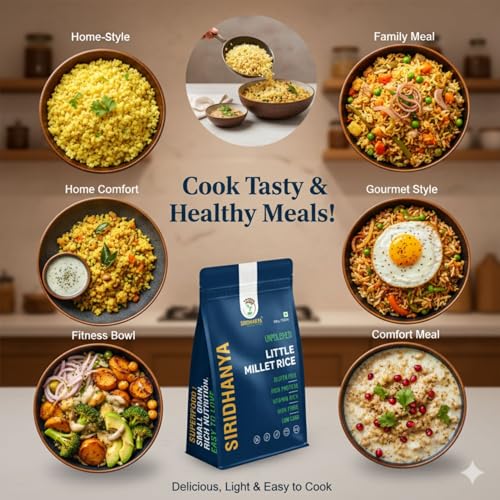 Image of Siridhanya unpolished whole grains Little Millet | Gluten-Free, High plant based Protein & Fibre-Rich Superfood - Low GI, Vitamin-Packed Healthy Rice Alternative | Natural Grain for healthy life (500 g x 2 Pack)