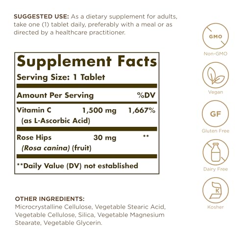 Solgar Vitamin C 1500 mg (1.5 grams) with Rose Hips Tablets - Pack of 90 - Supports Immunity - Potent Antioxidant for Tiredness and Fatigue - Collagen Formation - Vegan - Image 3