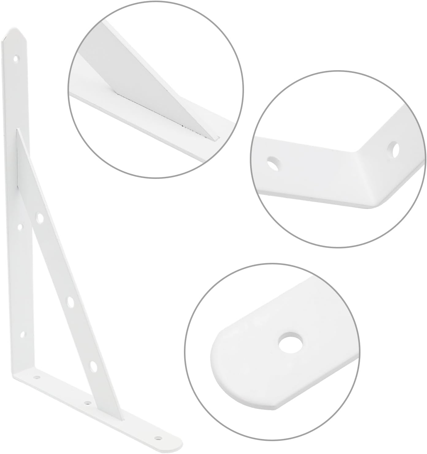 12 Inch Heavy Duty Shelves Brackets (10 Pcs White) - Floating Shelf Bracket, L Brackets for Shelves & Wood, Wall Mount Shelf Bracket Set for Home & Office