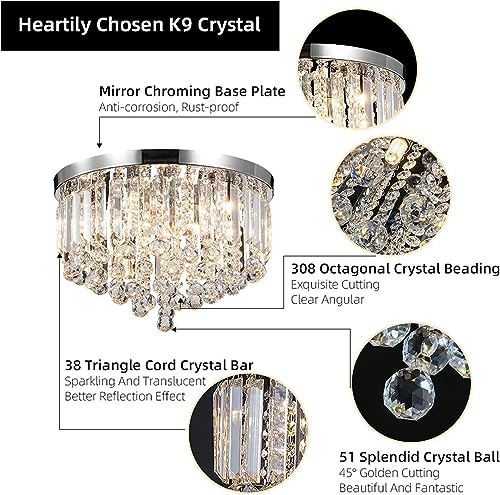 Lustre en cristal moderne avec plafonnier LED suspendu