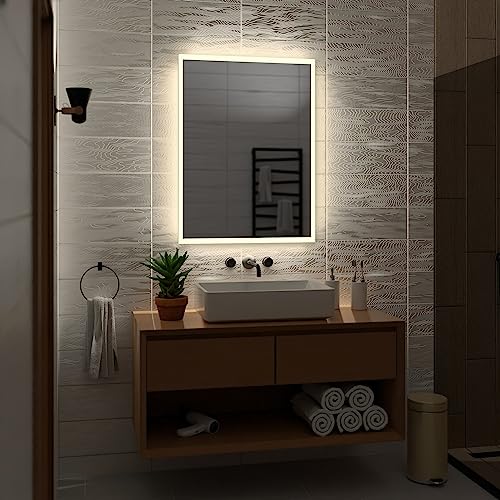 Alasta Espejo de Baño - Modello Boston 100x150cm - LUZ LED Blanco Neutro - Espejo de Pared