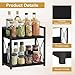 Giikin Countertop Organizer, 2 Tier Coffee Station Organizer for Desktop, Wood Counter Shelf Spice Rack for Kitchen (Black, M)
