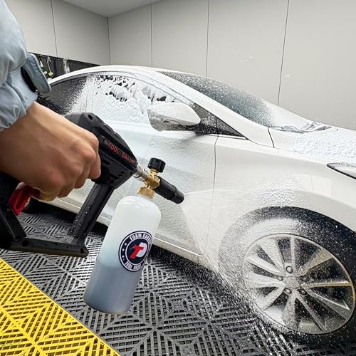 Image of Tool Daily Short Pressure Washer Gun with Foam Cannon, 15 Curved Car Wash Brush with Long Handle, 5 Nozzle Tips, 1 /4 inch Quick Connect