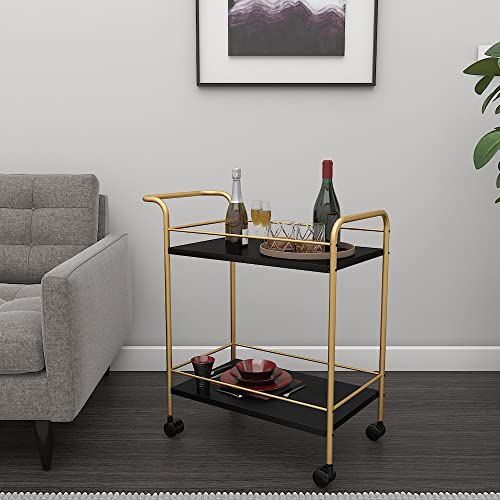 Image of DECOWORLD|| Premium Metal Kitchen Serving Trolley with Wheels|| Barcart Trolley, Serving Trolley, Utility Cart with Wheels for Kitchen, Dining Room, bar or Living Room