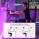 X-cosrack 33.5" Small Gaming Desk with LED Lights & Power Outlets, Compact Computer Desk with Monitor Stand & CPU Stand, Gamer Table with Storage Drawer, Side Hooks for Home Office, Bedroom, Black - Image 4