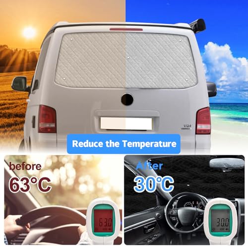 Sonnenschutz Heckscheibe Auto Kompatibel mit VW T5 T6 2003–2024, Einzeltür-Sonnenschutz Interne Thermomatte Heckscheibenblende Fenster Sichtschutz UV-Schutz