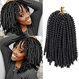 7 Packs Spring Twist Crochet Hair 8 Inch Bomb Twist Fluffy Spring Crochet Braiding Hair Afro Curly...
