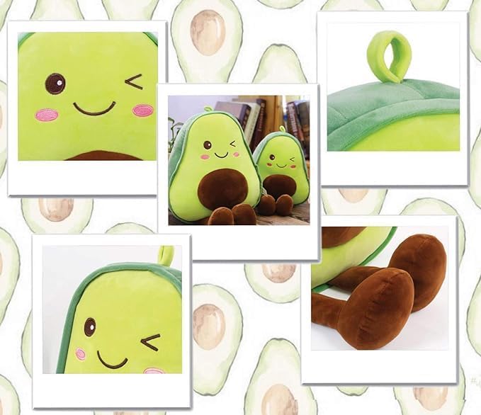 Miniatura 7 de Almohada de peluche de aguacate con forma de fruta suave para abrazar, paquete de 2 almohadas de peluche de dibujos animados de aguacate Kawaii en