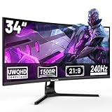 Gawfolk Gaming Curved Monitor 34 Zoll 240Hz, 1500R Ultrawide PC Bildschirm UWQHD 3440x1440P, Adaptive Sync, Gebogenes Computerbildschirm, Displayport, HDMI