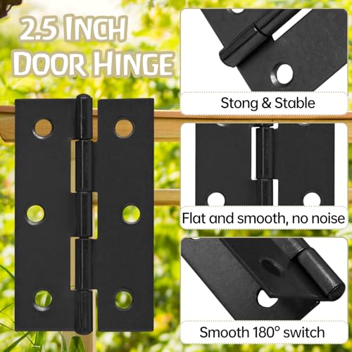 Murtenze 12 Pack 2.5 Inch Door Hinge Cabinet Hinge,Black Butt Hinges Ball Bearing Window Outdoor Hinges with Mounting Screws - Image 3