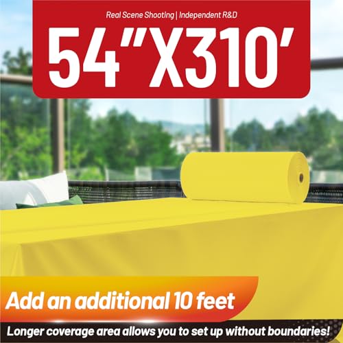 Image of Plastic Table Cloth, 310 Ft X 54 In Plastic Table Cloth Disposable Yellow Table Cloths with Any Cut Sliding Cutters Premium PEVA Disposable Tablecloth for Picnics, Parties, Birthdays, Festivals