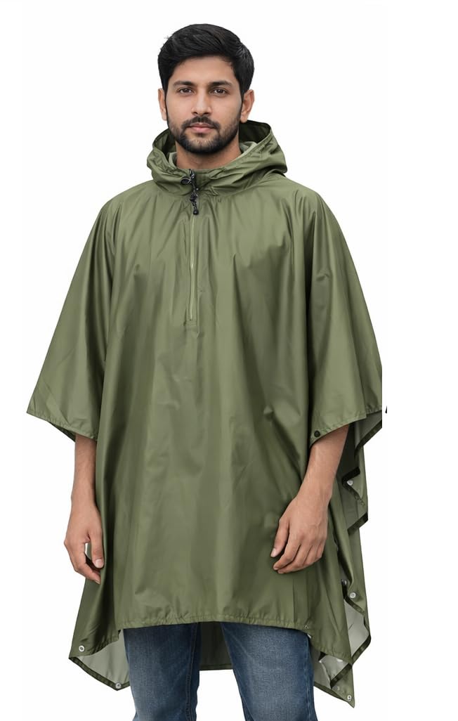 ROCKSPORT Ultralite 3 in 1 Outdoor Hooded Rain Poncho for Adult Unisex, Riding Poncho & Full Cover Waterproof Design, Lightweight & Reusable, One Size Fits Most