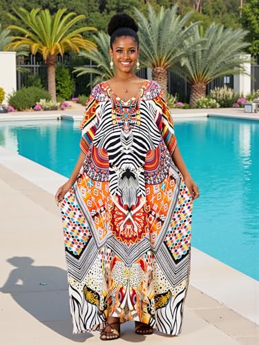 Image of Kaftan Dresses for Women Plus Size Bathing Suit Cover up Caftan Maxi Beach Dresses