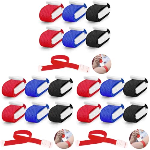Image of 6Pcs Tourniquets, Emergency Tourniquet Buckle Band, Elastic First Aid Tourniquets, Single-Handed Application for Home Outdoor Sport Camping Hiking Emergency (6Pcs-Colorful) (Pack of 3)