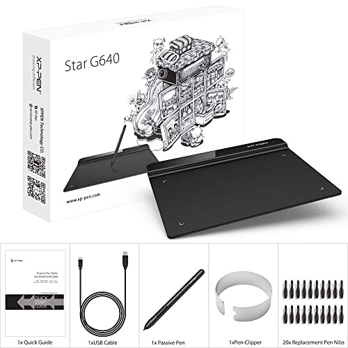 Mesa Digitalizadora XP-PEN Star G640 para Jogo OSU! com Caneta Passiva, 8192 Níveis de Pressão, Pret