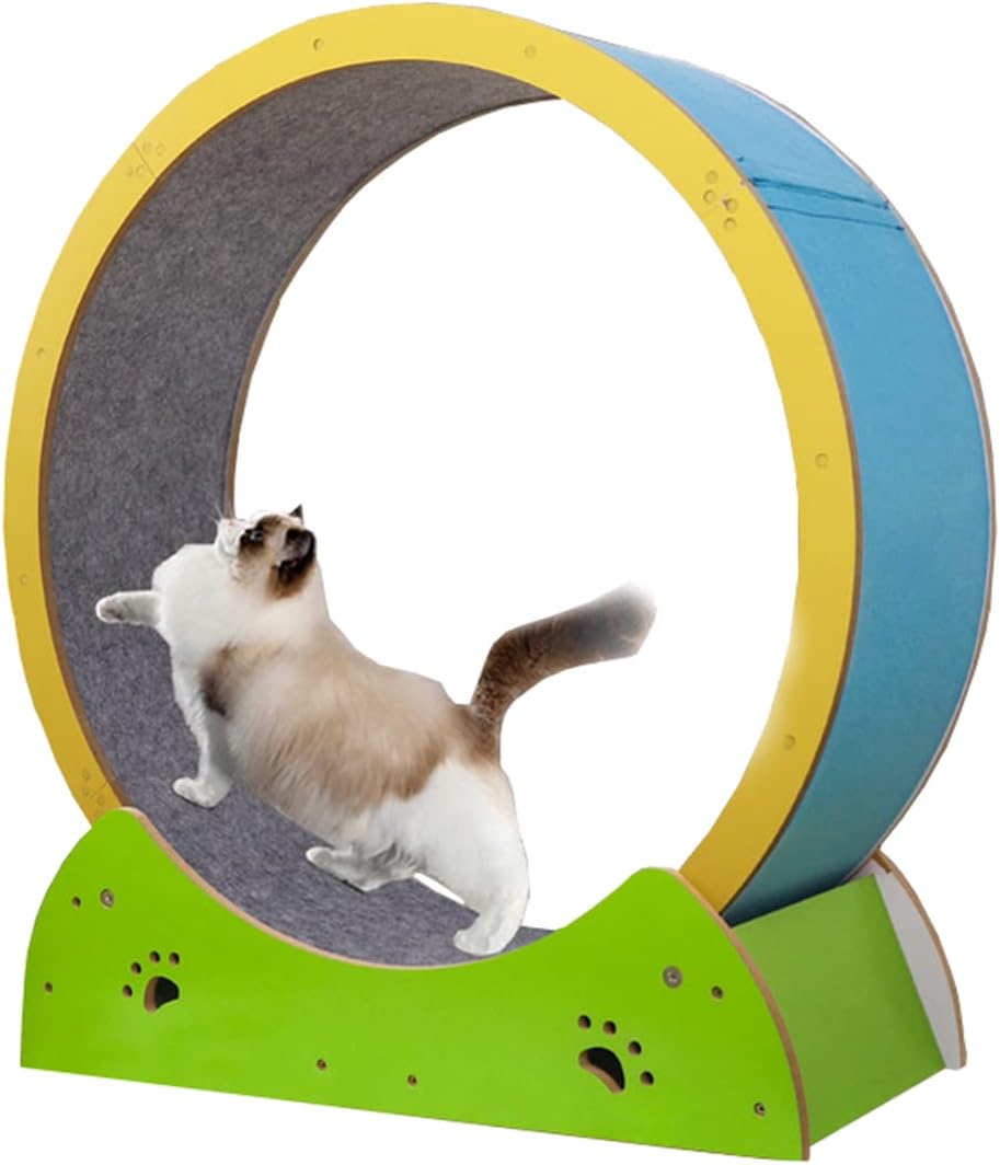 Cat Wheel, Cat Exercise Wheel Treadmill Anti-Pinch Running Wheel Cat with Replaceable Gripping Pads, TPE Silent and Noiseless Rollers Pet Smooth Run Freely