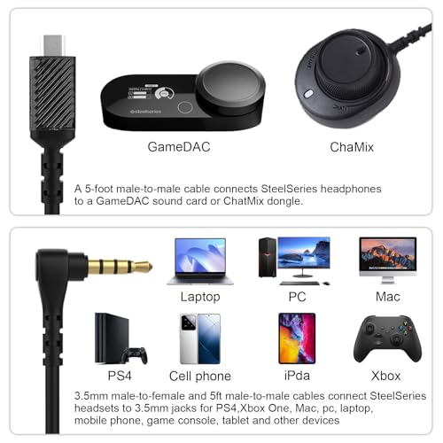 Cable compatible con SteelSeries Arctis 3, 5, 7 Cabezal miniatura 5