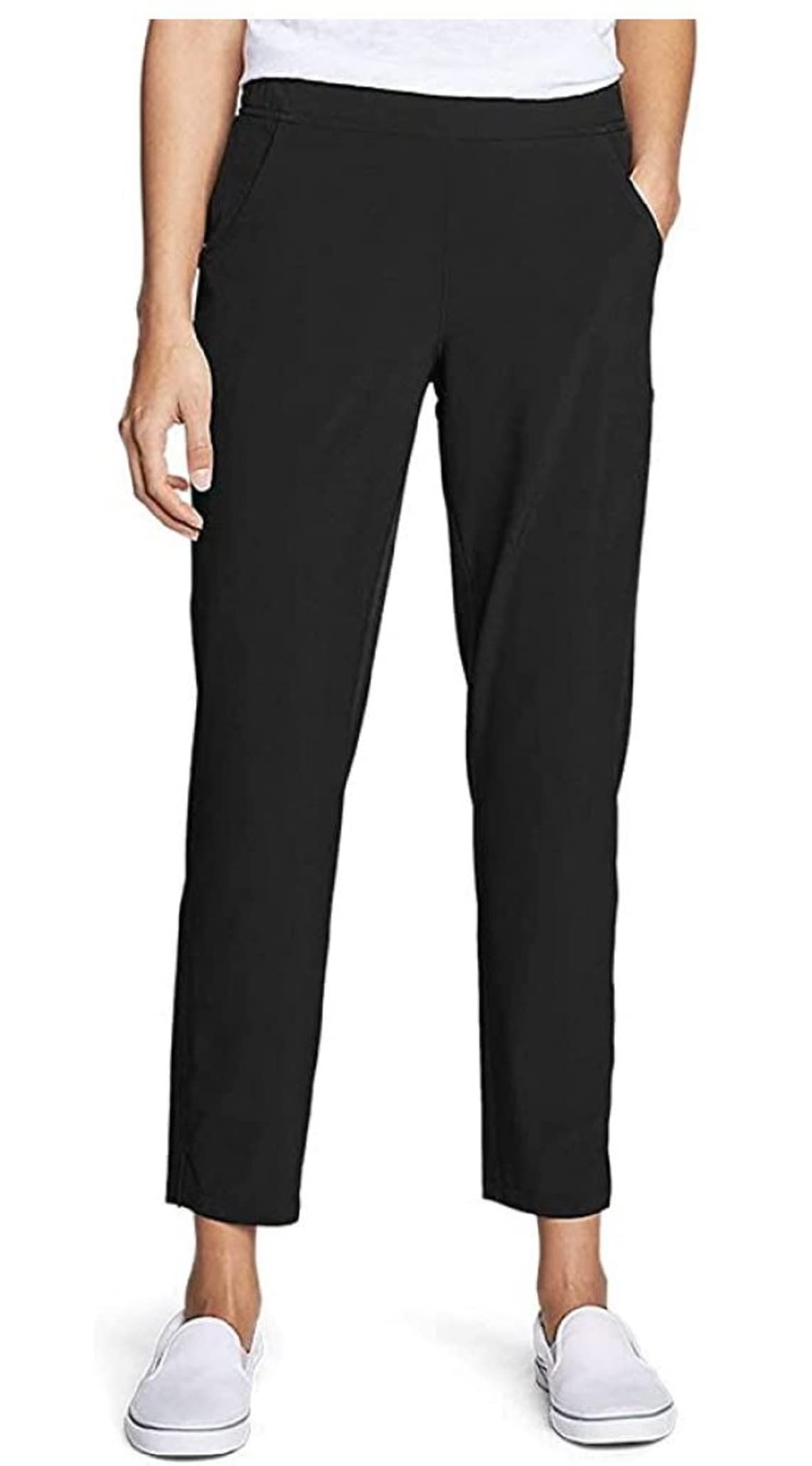 Eddie Bauer Womens Pants Size 2XL Pull On W Side Pockets Ankle Pant Black