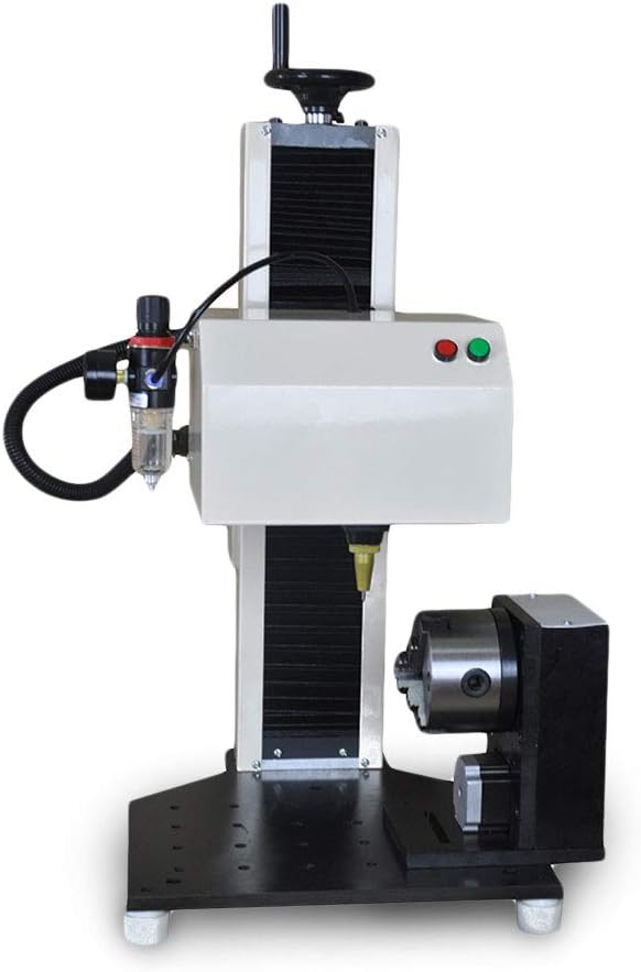 HeatSign Pneumatic Engraver Marking Machine - HS-DP01-R Rotary Dot Peen Pin Stamping Engraving Marking Printer, Metal Sign Engraving Machine for Cylindrical Parts Letter Number Marking