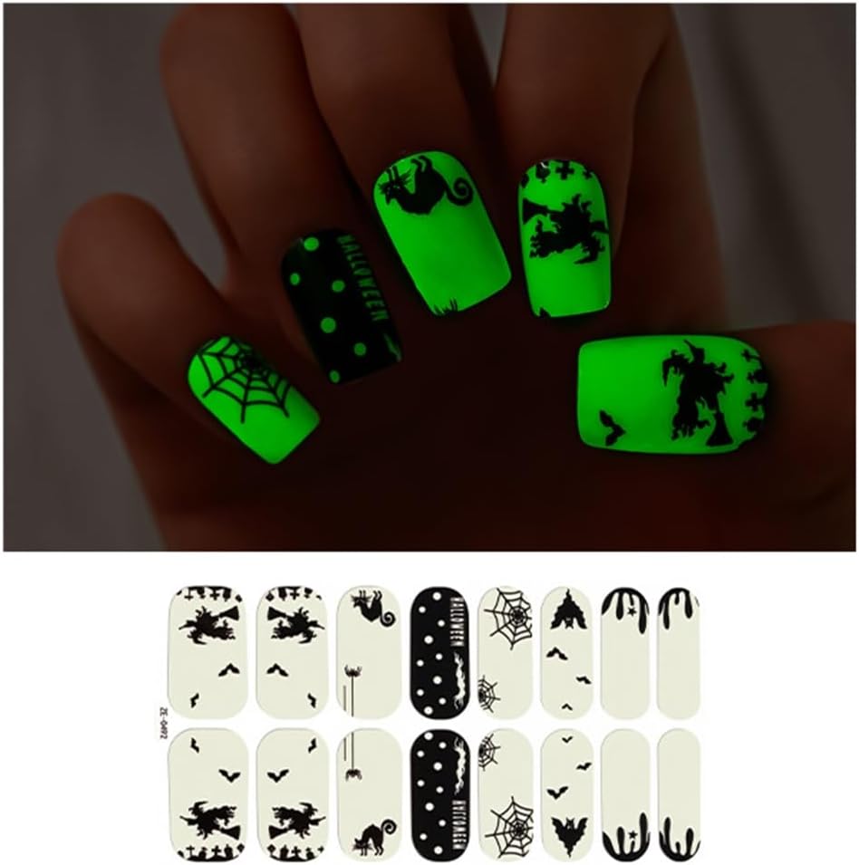 CAZSTYK Glow in The Dark Halloween Nail Wraps Stickers