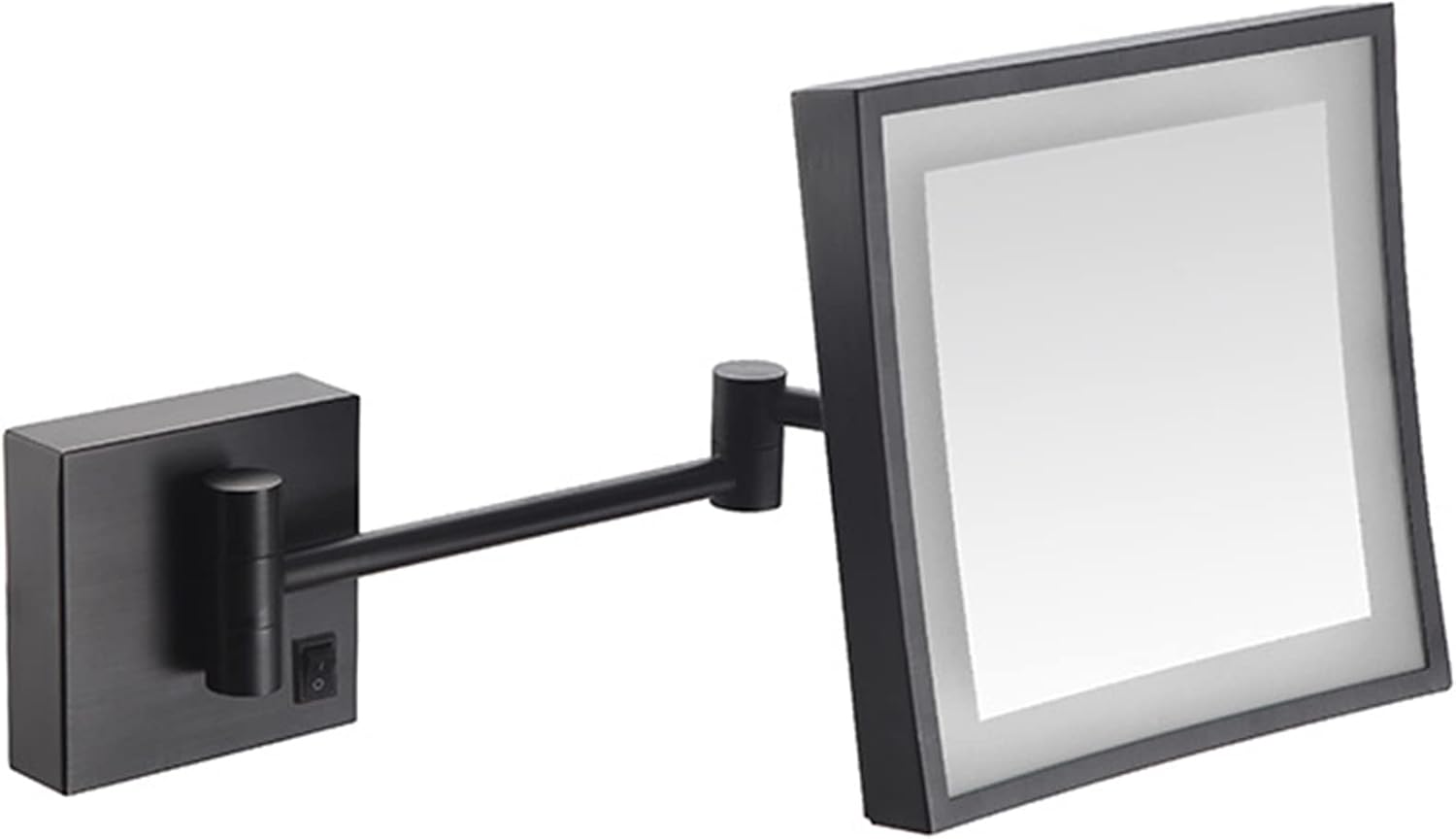 OGRAFF Makeup Mirror with Lights and 3X Magnification, Square LED Wall Mounted Bathroom Vanity Mirror, Rotable Extendable Shaving Mirror,Brass,Plug in (Color : Black, Size : Hardwired)