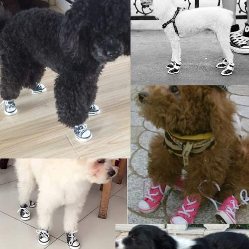 Magicorange 4 Pcs Pet Shoes Puppy Sport Denim Shoes, Outdoor Anti-Slip Sneaker Boot Causal Dog Shoes For Small Medium Size And Large Dogs (#6, Pink) #TOP3