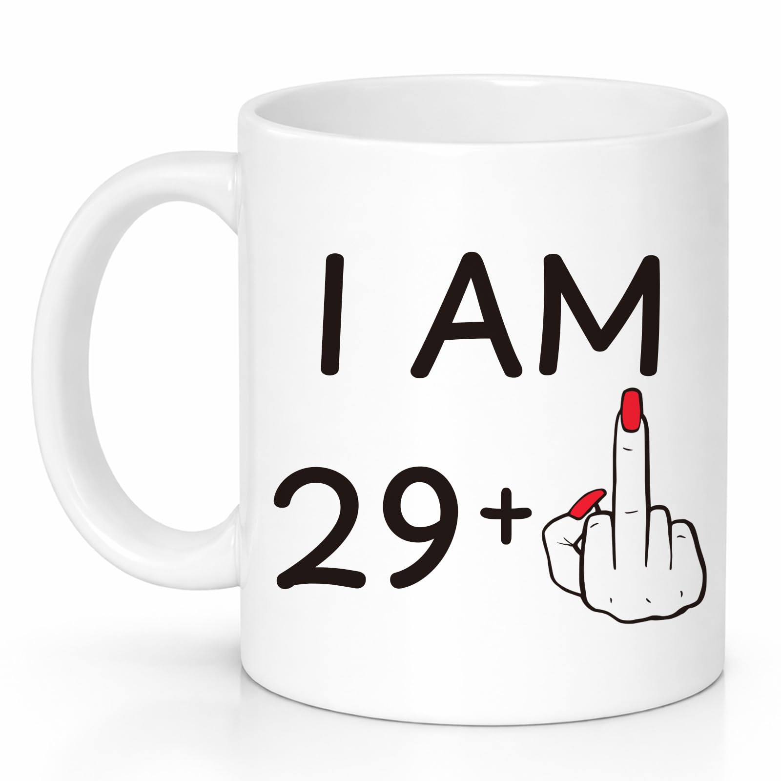 Custom Moments Funny 30th Birthday Mug for Women - “I Am 29+” Joke Coffee Cup, 30 Years Old Gift for Her, Mum, Wife, Grandma & Friend (30th Birthday-04FW)