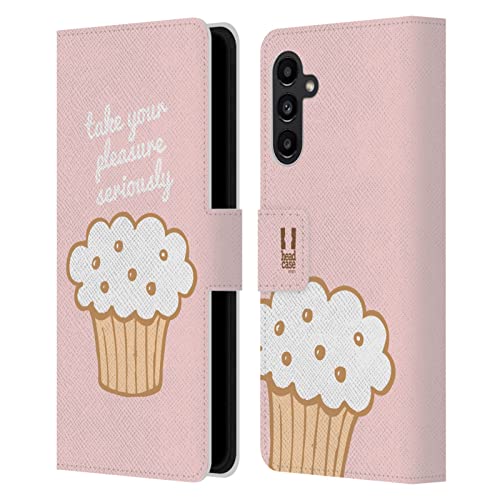 Carcasa de cuero Galaxy A13 5G Head Case Designs con tapa y soporte para diseño de magdalenas