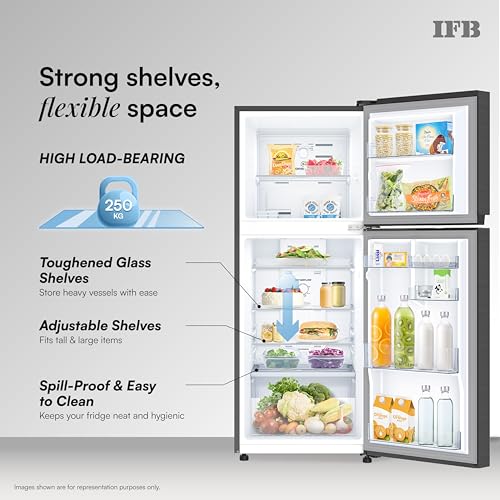 Image of IFB 241L 1 Star 10-in-1 Convertible, Advanced Inverter Frost-Free Double Door Refrigerator with 30 Hrs Cooling Retention, Turbo Freeze & 4 Year Super Warranty (2026, IFBFF-291AYOSET, Onyx Grey)