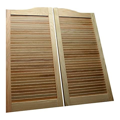 Cafe Doors by Cafe Doors Emporium | Oak Wood & Solid Core Cafe Doors | Unfinished Hardwood from Managed Forestry | Prefit for 24" Finished Opening Width | Louvered | Hinges Included | Saloon Bar Pub Cover
