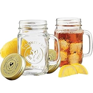 Set di 2 Mason Jar con coperchi Overnight Avena Mug con manici Old Fashioned Drinking Glass Canning Jelly Jars Barattolo di vetro preservativo, barattolo di vetro 500 ml