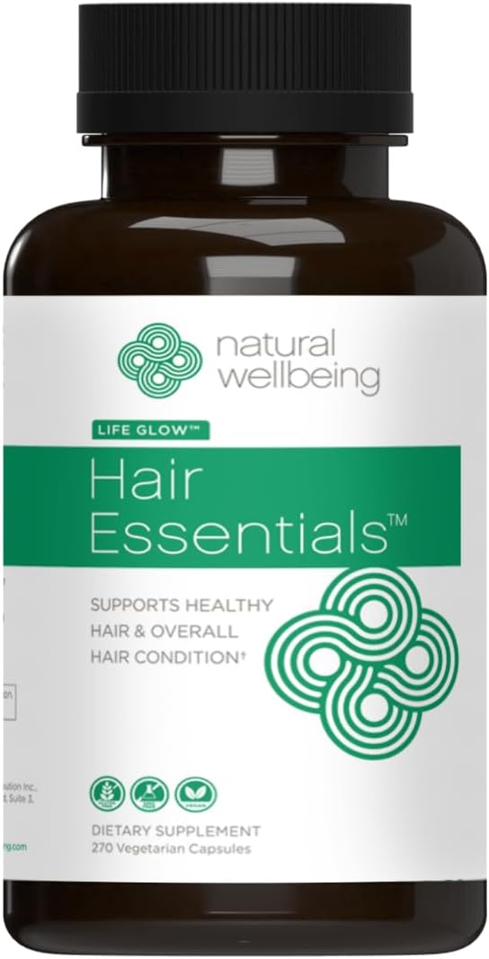 Natural Wellbeing Hair Essentials – DHT Blocker Hair Growth Supplement for Women & Men – Saw Palmetto, Biotin, – Vegan Capsules – Stops Shedding & Thinning (270 Count, 3-Month Supply)