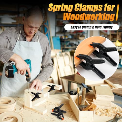 Image of RELBRO Spring Clamps, Assorted Sizes Plastic Clips for Woodworking Balloon Arch Backdrop Craft Projects, Heavy Duty, 6 Inch, 4.5 Inch, 3.5 Inch, Black, 10 Pcs