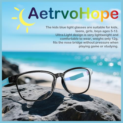 Image of Ultra-Light Blue Light Blocking Glasses with Case for Kids and Teens,Anti Eyestrain &UV400
