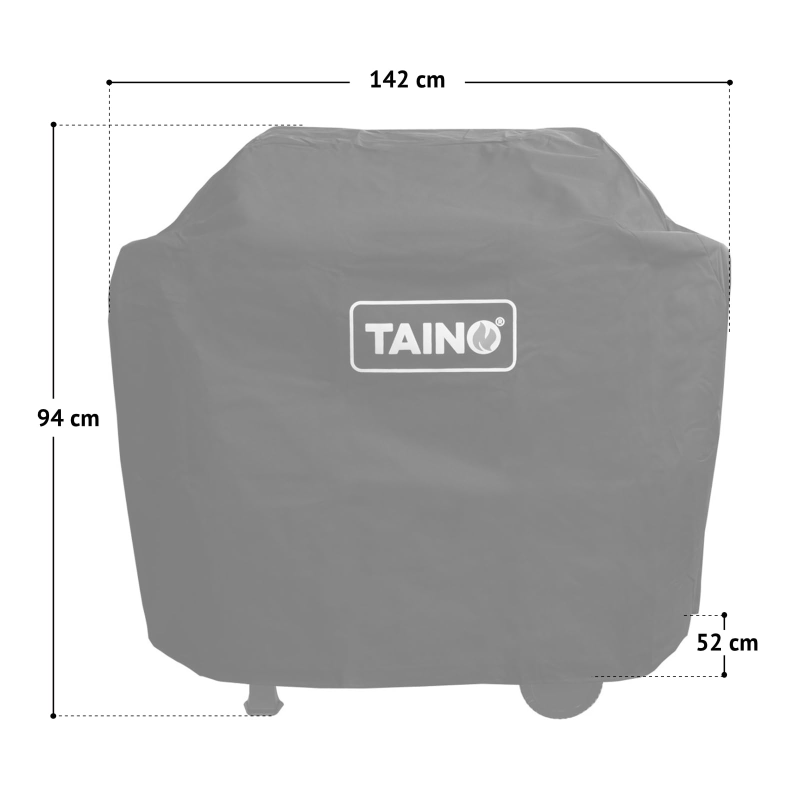 TAINO Basic Abdeckhaube Schwarz Regenschutz Gasgrill Plane Abdeckung Wetterschutz Abdeckplane Oxford Gewebe142x52x94cm (BxTxH)