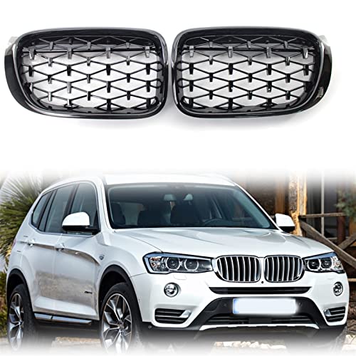 Grilles de rein en diamant noir brillant pare-chocs BMW F26 X4 F25 LCI X3 14-18