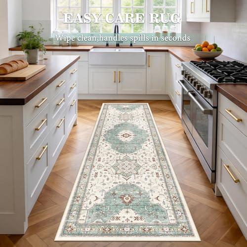Alfombra de pasillo Aqua Verde 60 x 180 cm evita suelos fríos y ruidos en el hogar 3