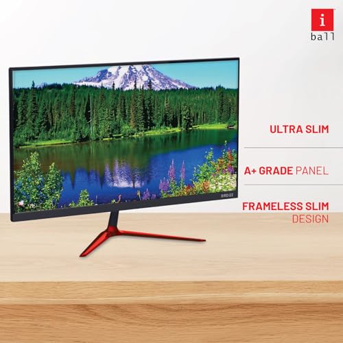 Image of iball Bird i22 LED Monitor with (21.45 inch) Widescreen, Frameless Ultra Slim Design, 1920 x 1080 Pixels, HDMI /VGA Inputs, A+ Grade Panel, Metal Stand, Wall Mountable, 3 Year Warranty.