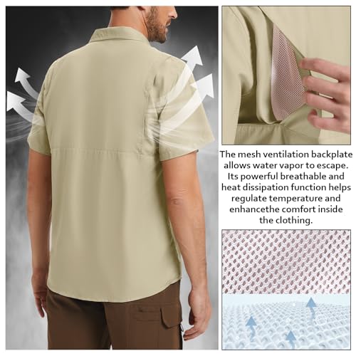 Men's Safari Hiking UPF 50+ UV Short Sleeve Button Shirt Lightweight Cooling Quick Dry Outdoor Sun Protection Fishing Shirts3