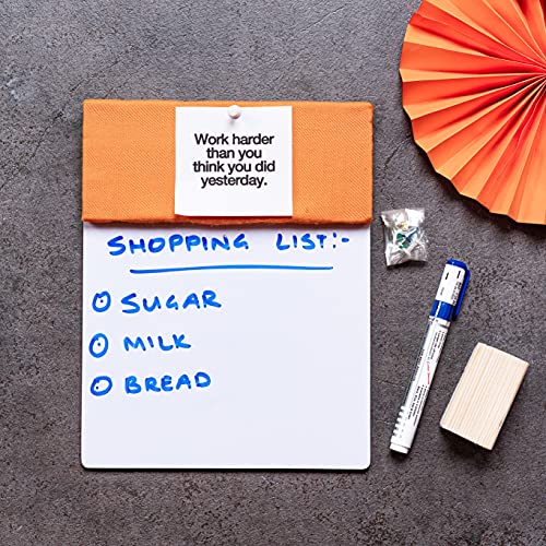 Image of IVEI Combination Pin and White Board - Dry Erase and Bulletin Combo for Kids Study Room, Office, School, Home - Wall Hanging Dual Board - Orange