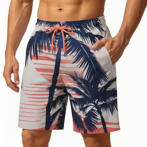 Men Swim Trunks 9 Inch with Mesh Lining Breathable Quick Dry Drawstring Pockets for Summer Beach Pool Board