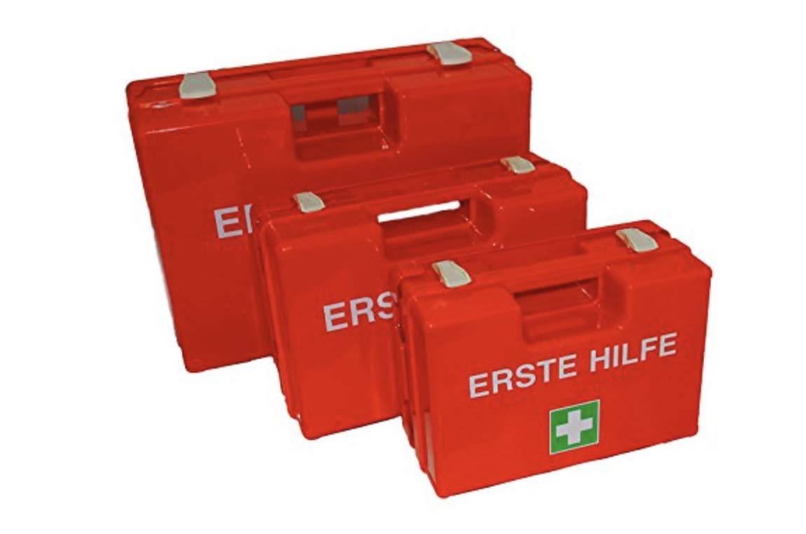 Verbandskoffer Verbandskasten, leer, Orange + Wandhalterung Erste Hilfe Koffer von MBS-FIRE®, Größe: XL - 400x150x300 mm