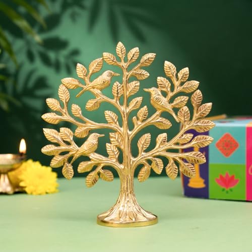 Image of Ekhasa 100% Pure Brass Kalpavriksha Tree of Life Showpiece with Gift Box | Vastu Decor Home Living Room Pooja Space Office Desk | Feng Shui Good Luck Religious Housewarming Griha Pravesh Gift
