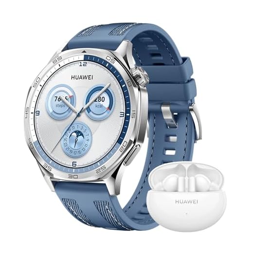 HUAWEI WATCH GT 5 46mm Smartwatch, All-new Running and Cycling Sports, Health Tracking, up to 14 Days Battery Life, Compatible with iOS and Android+FreeBuds 5i, Blue