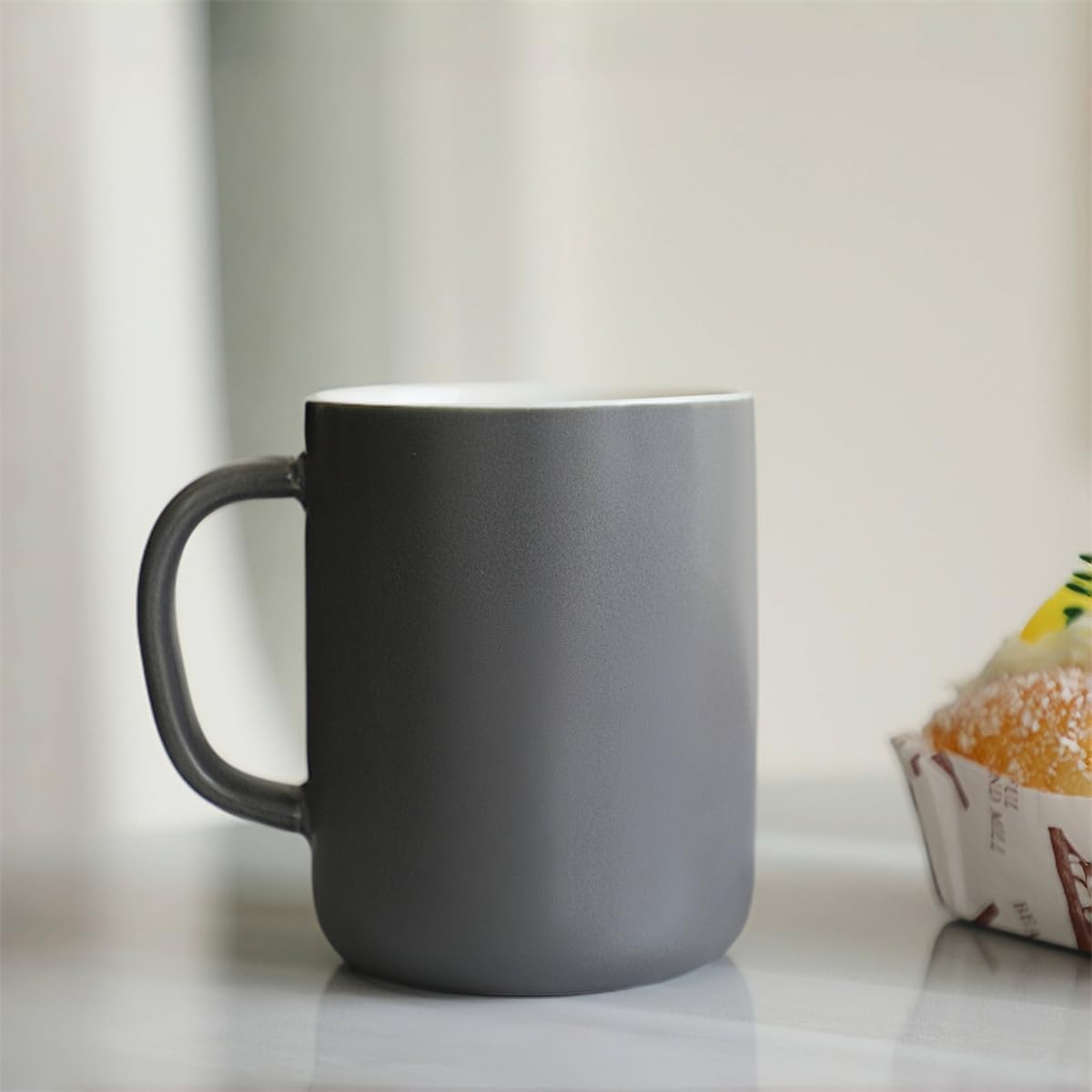 TREEWOO Ceramic Coffee Mug 11oz/330ml Tea Milk Cup Gift for Family Friend Coworker Microwave & Dishwasher Safe (Cool gray) image 2