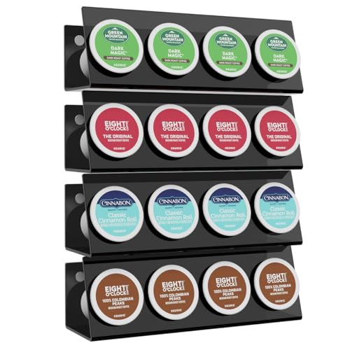 LifeMoreasy K Cup Holders, Acrylic Coffee Pods Organizer Stand Magnetic & Self-Adhesive Wall Mounted...